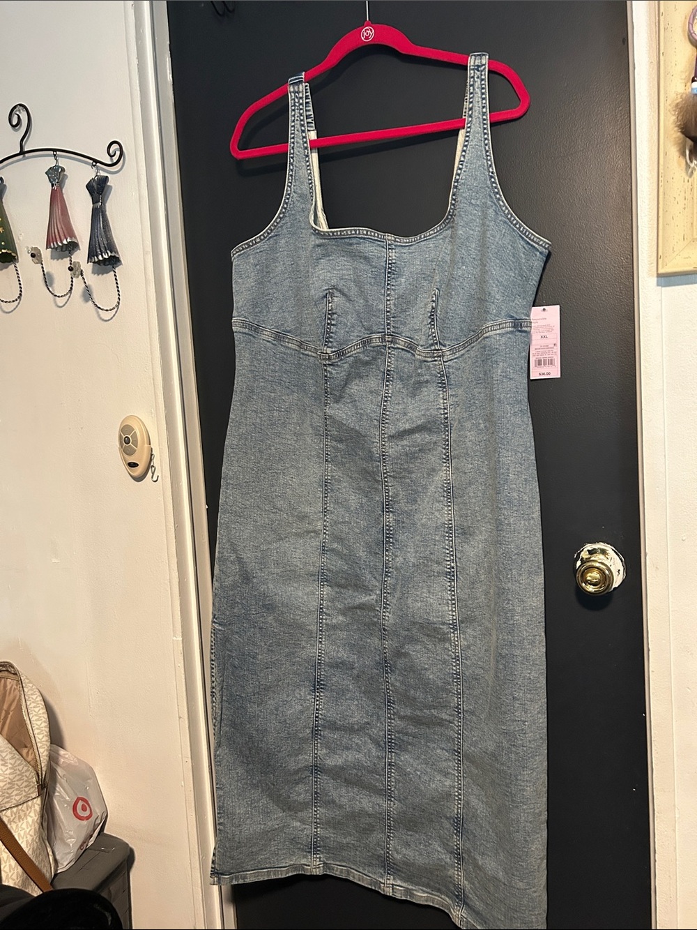 wild fable Light Blue Denim Midi Tank Dress